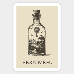 Fernweh Hot Air Balloon in a Bottle Illustration Magnet